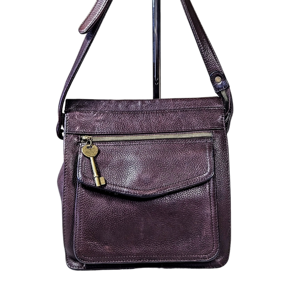 Vintage Fossil Brown Leather Crossbody Bag